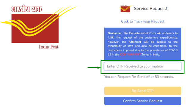 Step 6 - Enter the OTP received on your mobile number