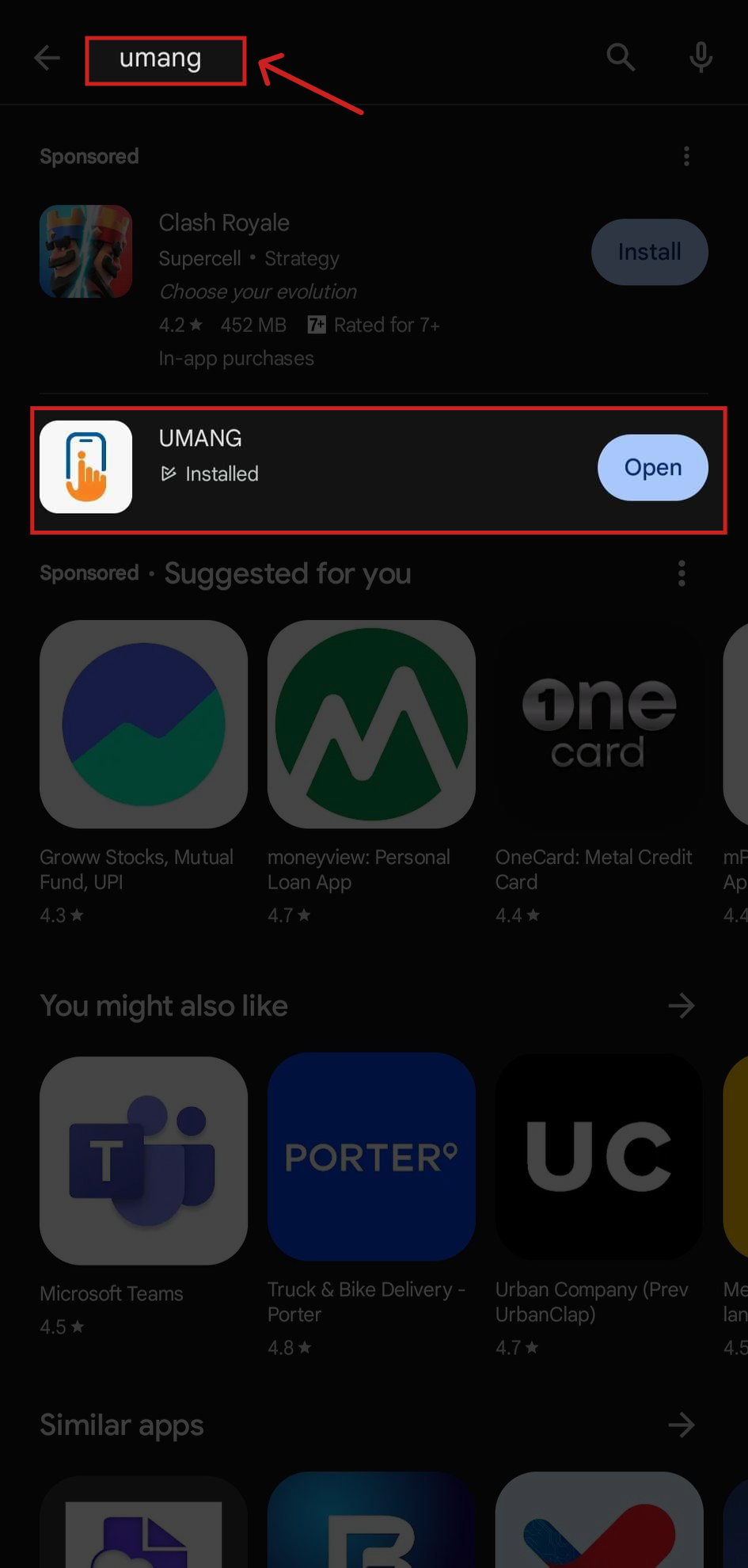 Step1 - Download & install the UMANG app