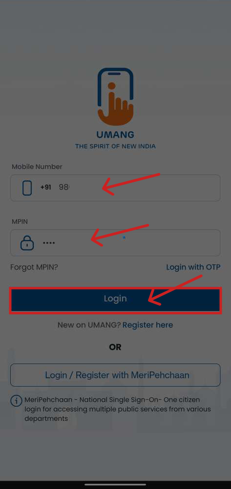 Step 2 - Log in to the UMANG app