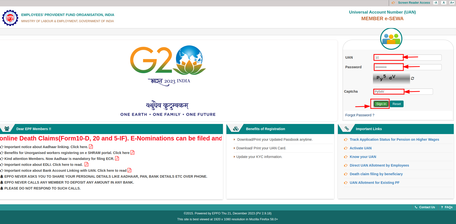 Step-1 Log into EPFO Member e-Sewa portal