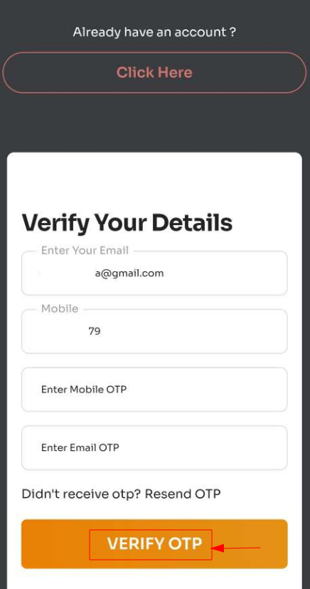 Step-1 Enter Details and Verify OTP
